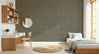 Textured taupe wallpaper squares repeating design.