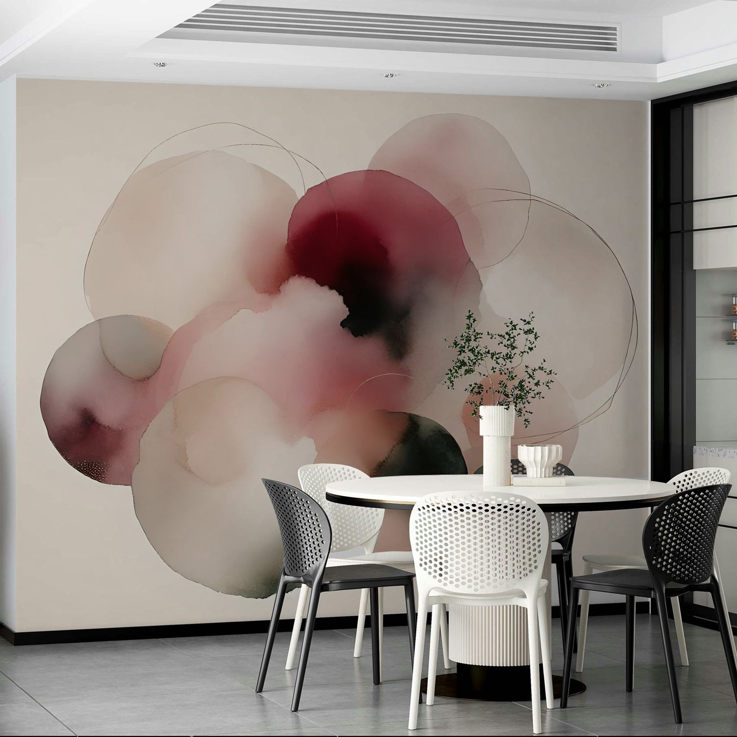 Subtle Soft Tones Artistic Flow Mural for Calm Ambiance

