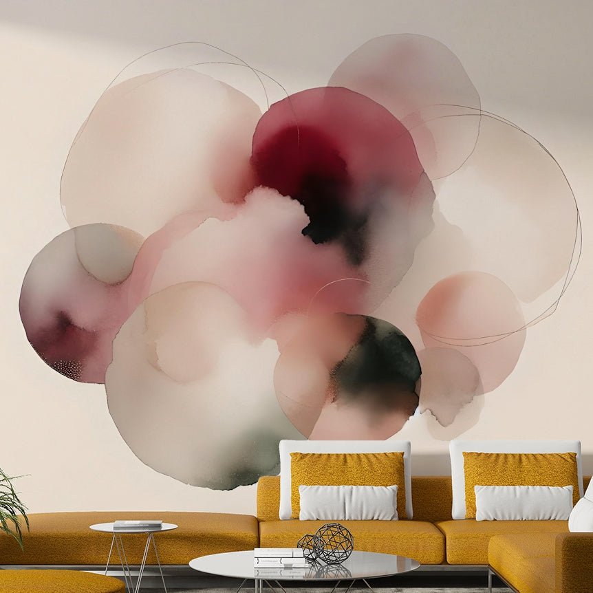 Soft Tones Artistic Flow Mural for Tranquil Bedroom Decor

