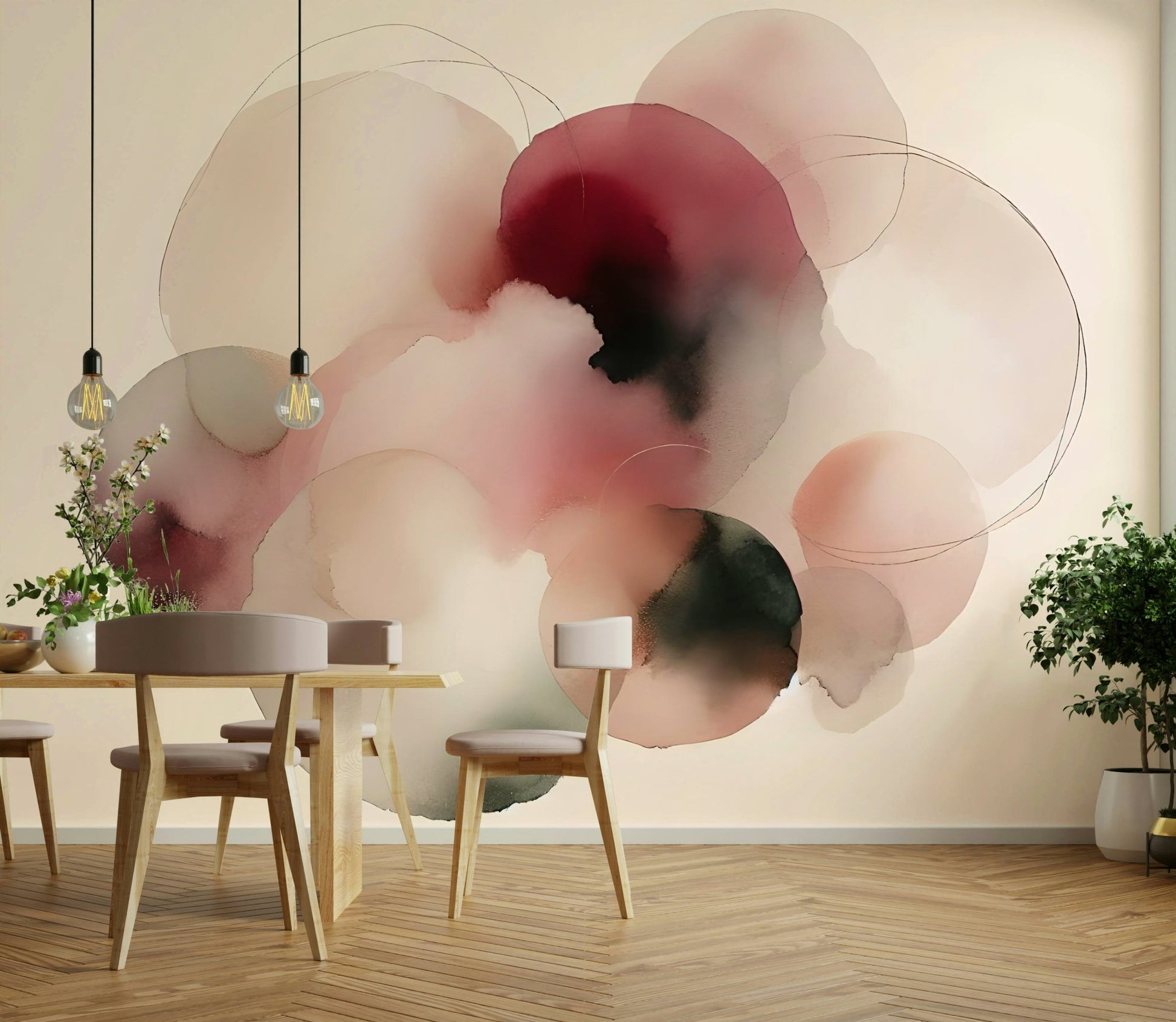 Modern Soft Tones Artistic Flow Mural for Contemporary Walls


