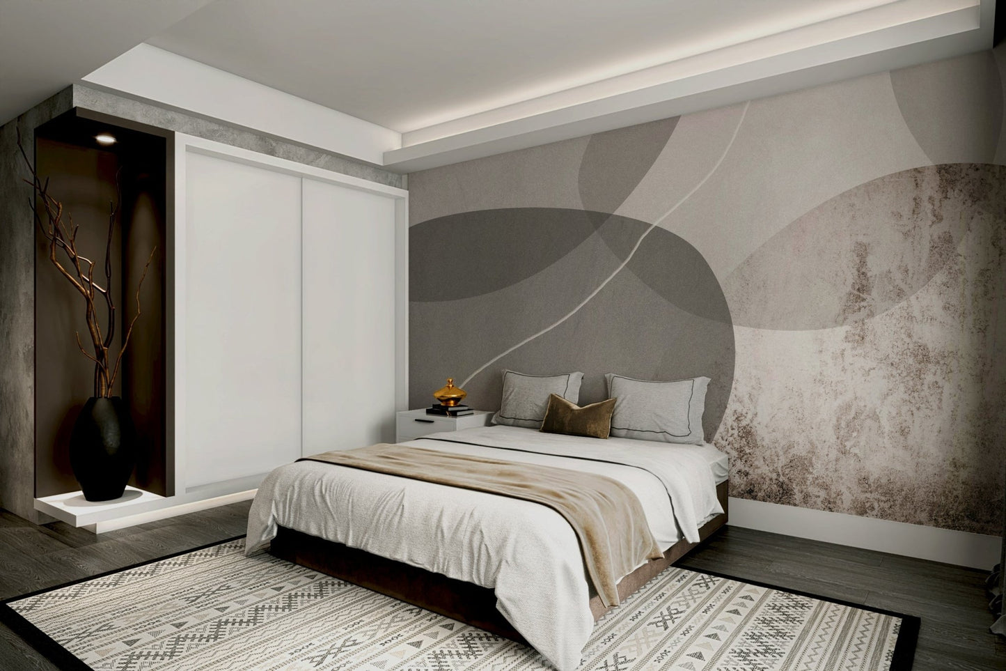 The design is made of flowing, organic shapes.

