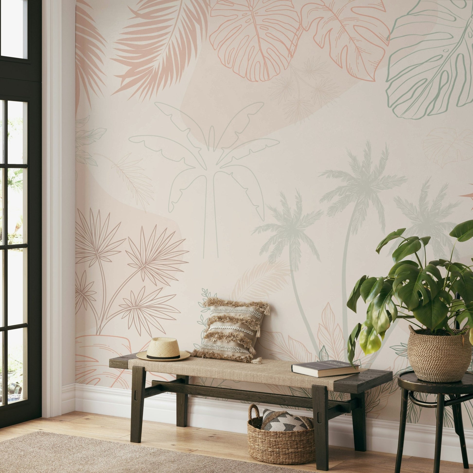 The leaves have organic, flowing shapes.

