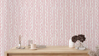 Artistic pink soft vines wallpaper for unique wall accents.

