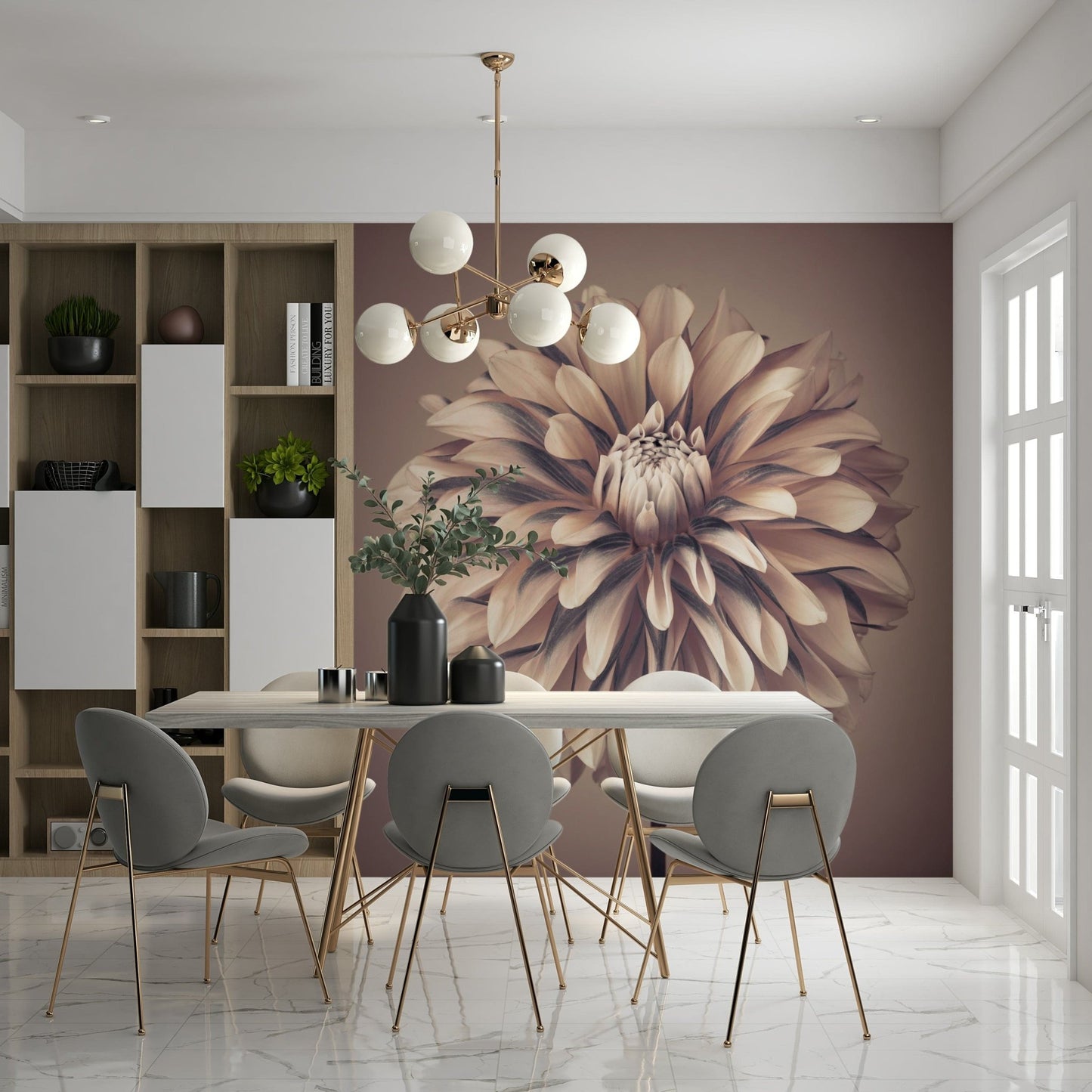 Vintage style botanical wall mural for a guest suite wallpaper., GD7692