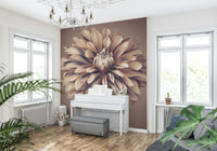 Soft Vintage Dahlia Wall Mural used as a backdrop in a modern flat wallpaper., GD7692