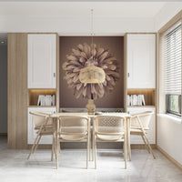 Soft Vintage Dahlia Wall Mural in a professional home office setting wallpaper., GD7692