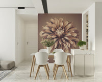 Muted tones dahlia wallpaper in a bright and airy lounge wall mural., GD7692