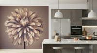 Soft Vintage Dahlia Wall Mural behind a classic vanity in a dressing room wallpaper., GD7692