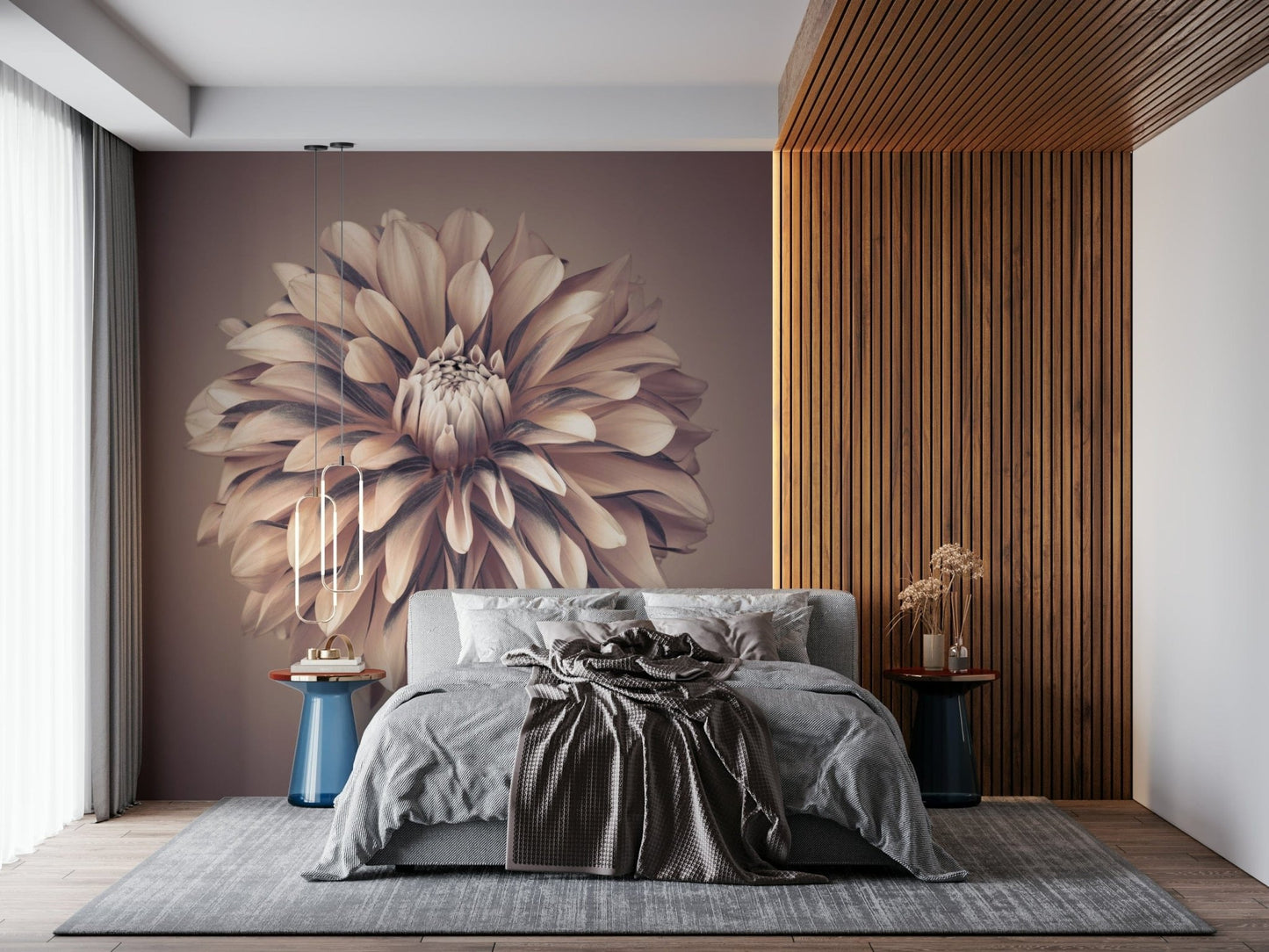 Romantic botanical wallpaper for a nursery feature wall mural., GD7692