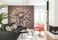 Large scale floral wallpaper with muted pink petals for a living room wall mural., GD7692