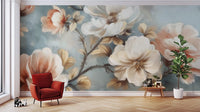 Soft watercolour floral wall mural
