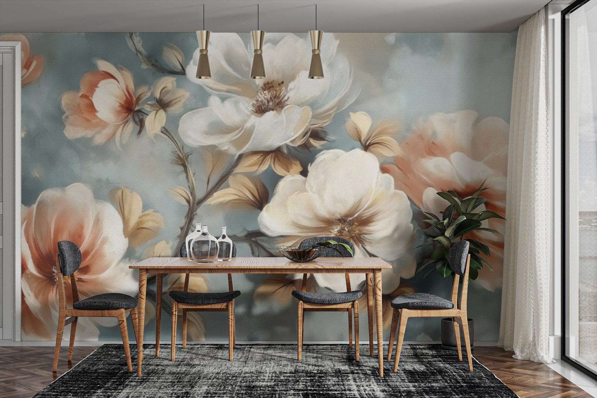 Light floral watercolour wallpaper design
