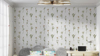 Soft white floral wallpaper for bedrooms

