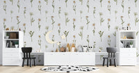 Soft white wildflower wallpaper design
