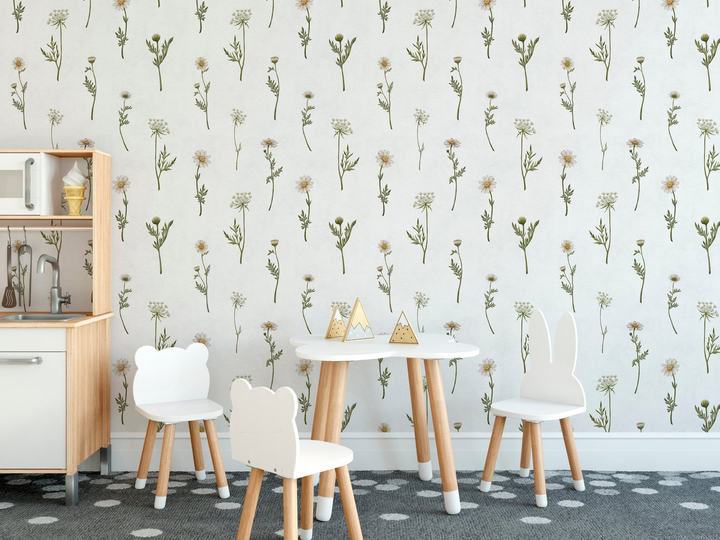 Hand-drawn wildflower wallpaper design
