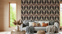 Abstract Softy Dèco Geometries wall mural in espresso shades.