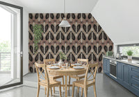 Dramatic Coffee wallpaper for walls featuring retro arch shapes.
