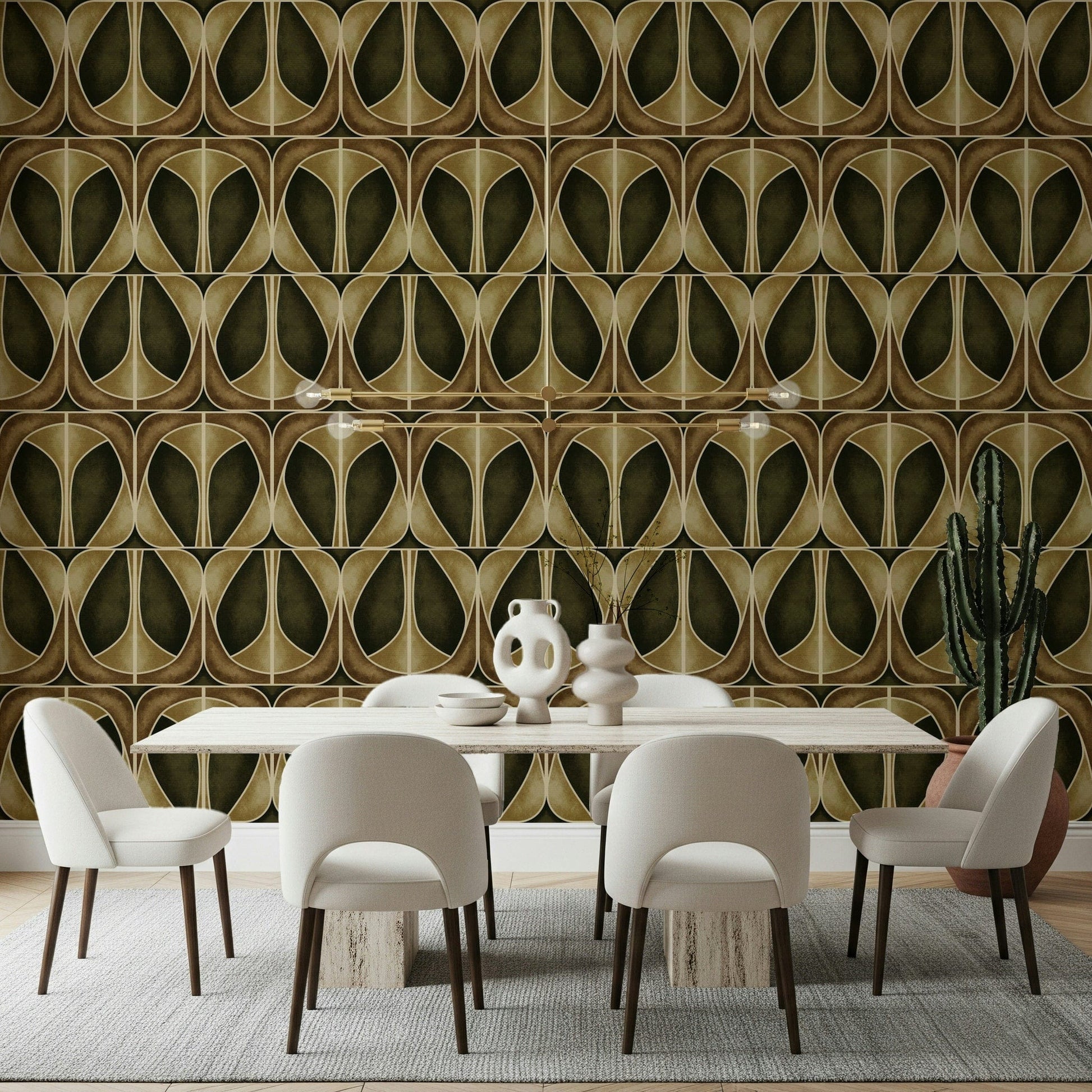 Warm interior accents Softy Dèco Geometries Gold Chic mural.