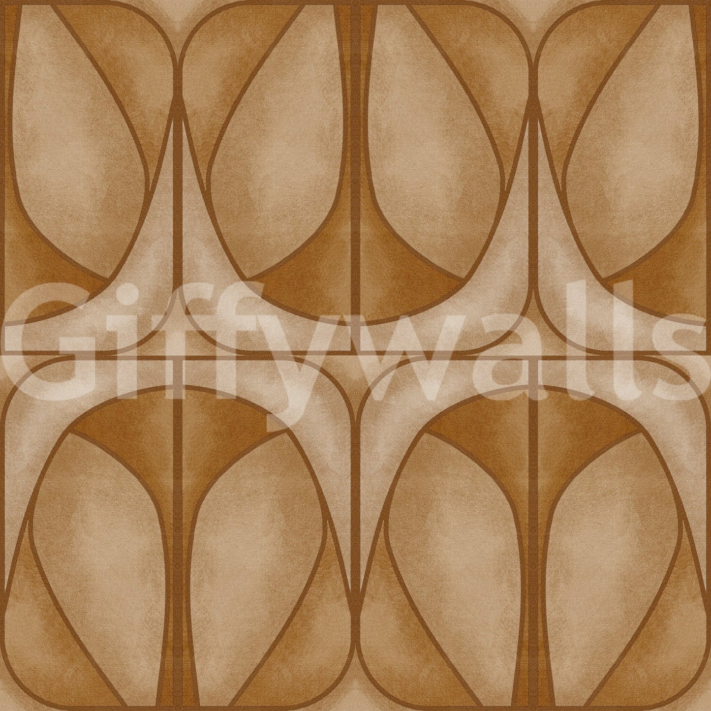 Sophisticated Softy Dèco Geometries Warm Caramel wall mural sleek geometric art.