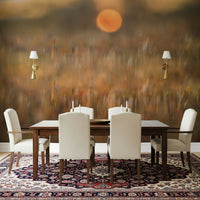 An artistic delicate bloom mural on minimalist wallpaper.