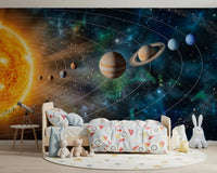 Kids room area updated with Solar System Symphony Wall Mural and cosmic toy accents, GD8559