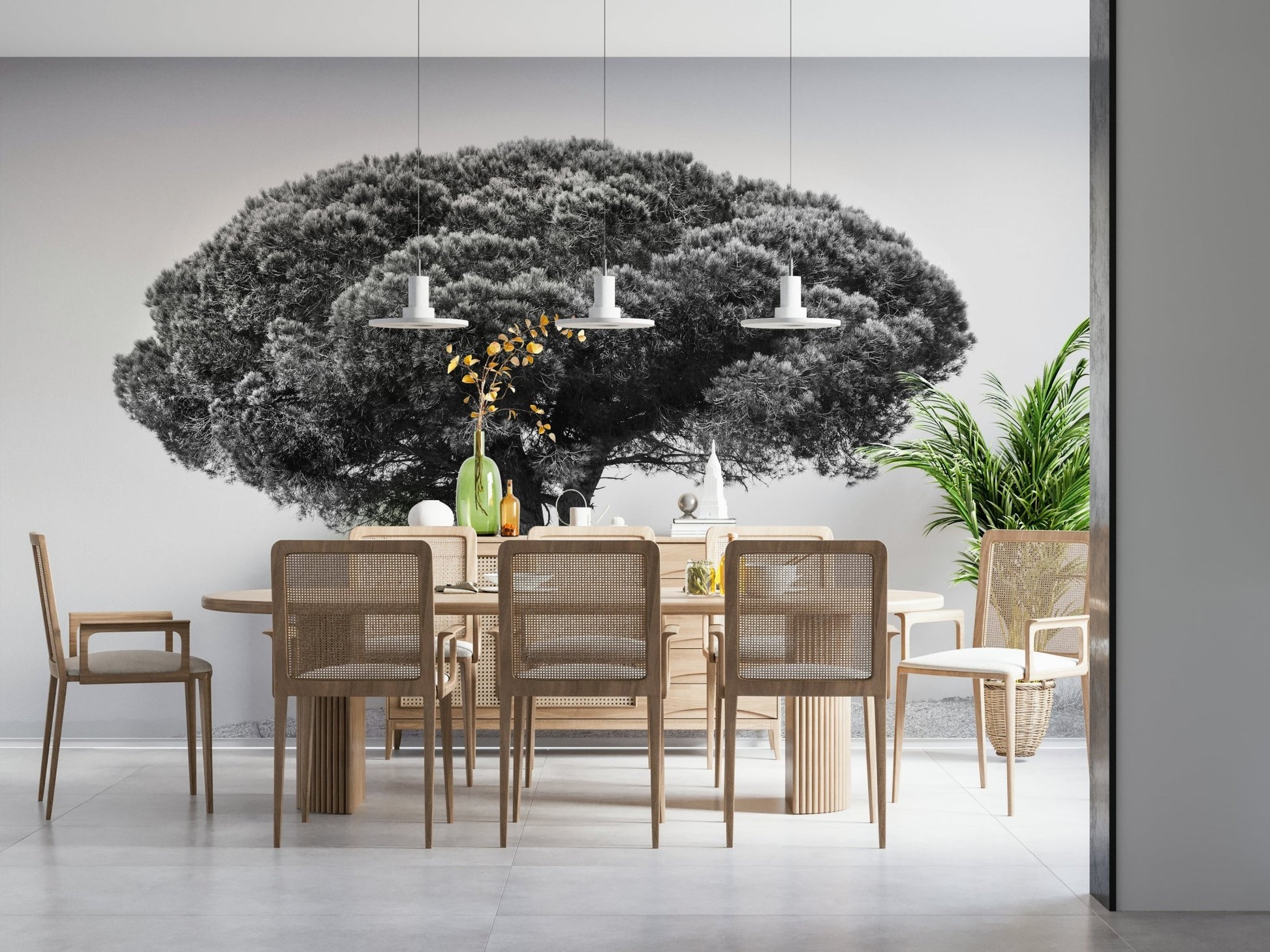 A serene majestic mountain wall mural for your decor.