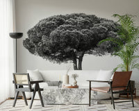 A calming serene mountain wallpaper mural that defines a space.