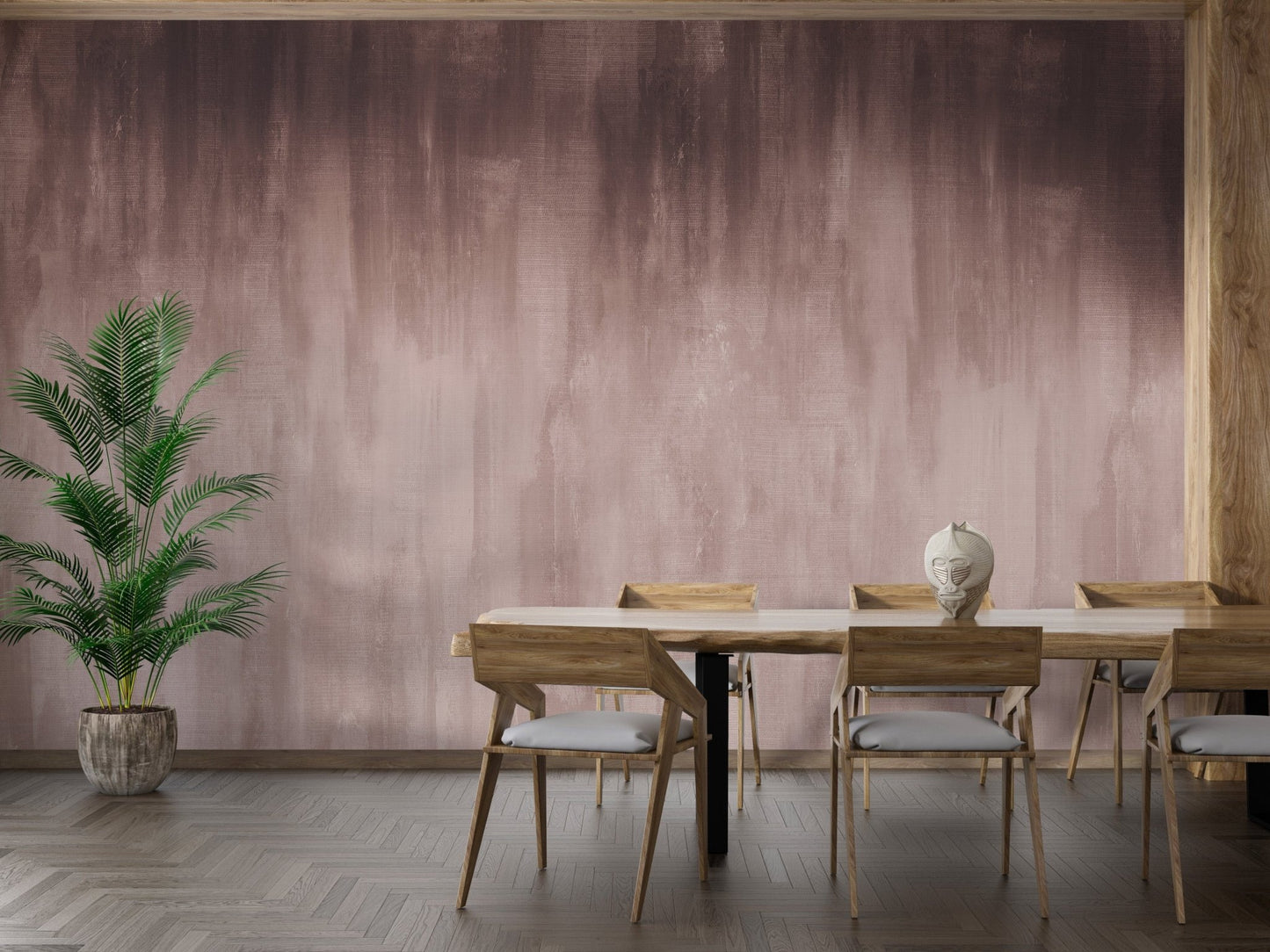 Create a cozy dining experience with a soothing brown ombre mural.