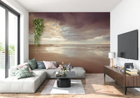 Soothing Seashore wallpaper mural depicts cloudy coastal morning., GD7262