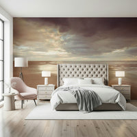 Soothing Seashore misty beach scene wallpaper for walls., GD7262