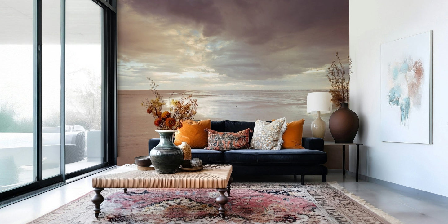 Atmospheric purple clouds Soothing Seashore wallpaper mural art., GD7262
