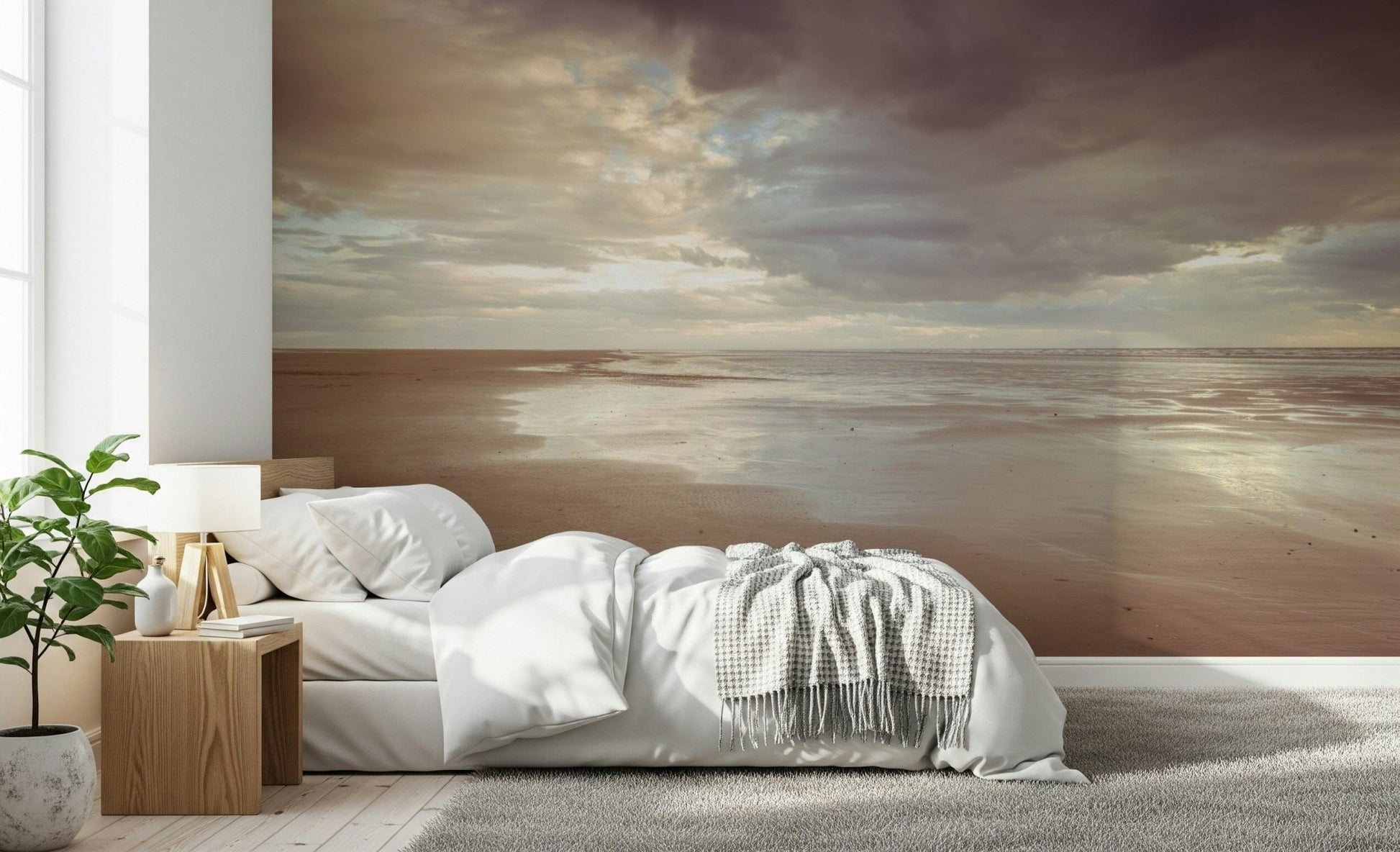 Ebbing tide reflection Soothing Seashore peel stick wallpaper., GD7262