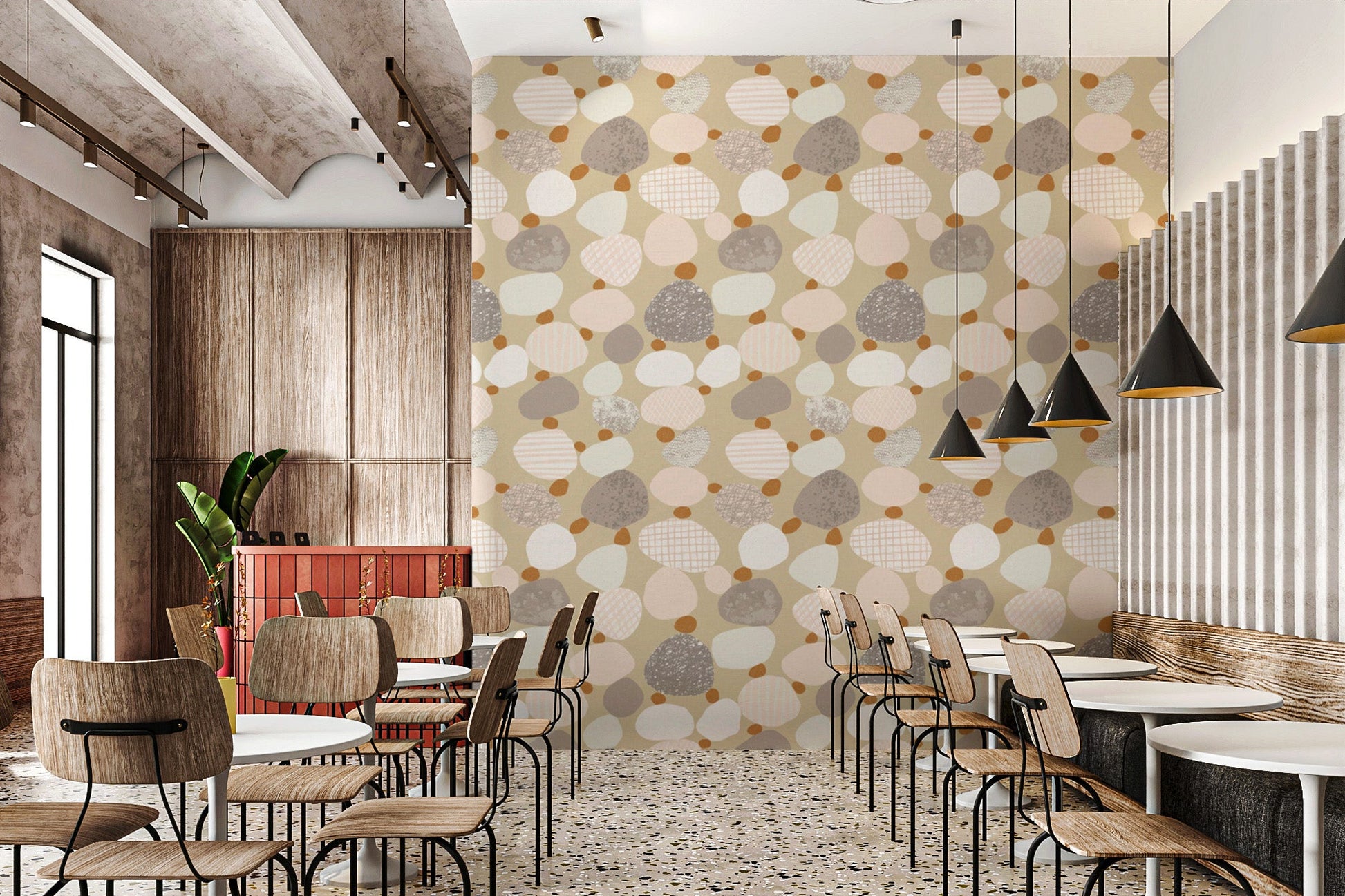 Reusable wallpaper with soft speckle patterns