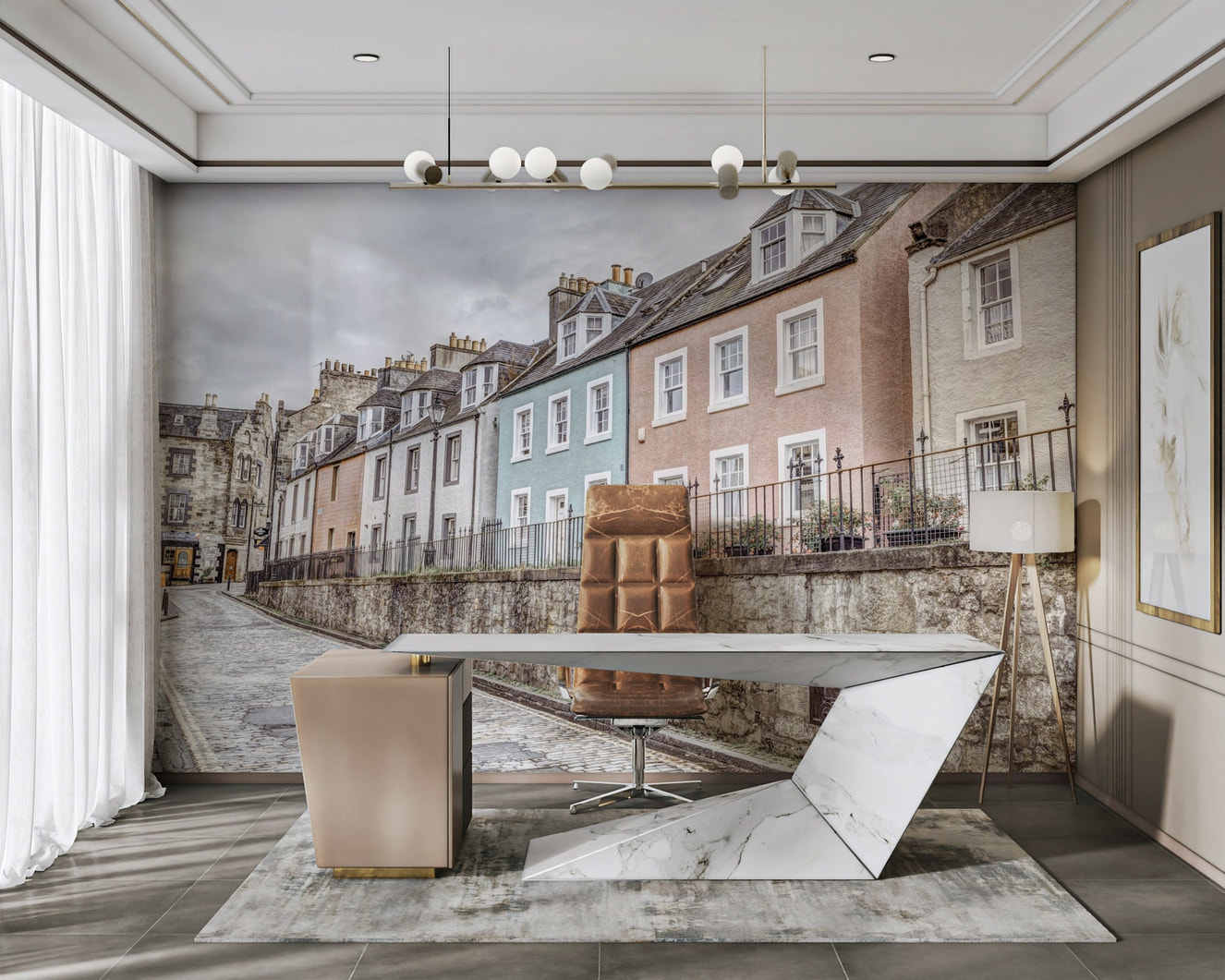South Queensferry street houses mural wallpaper

