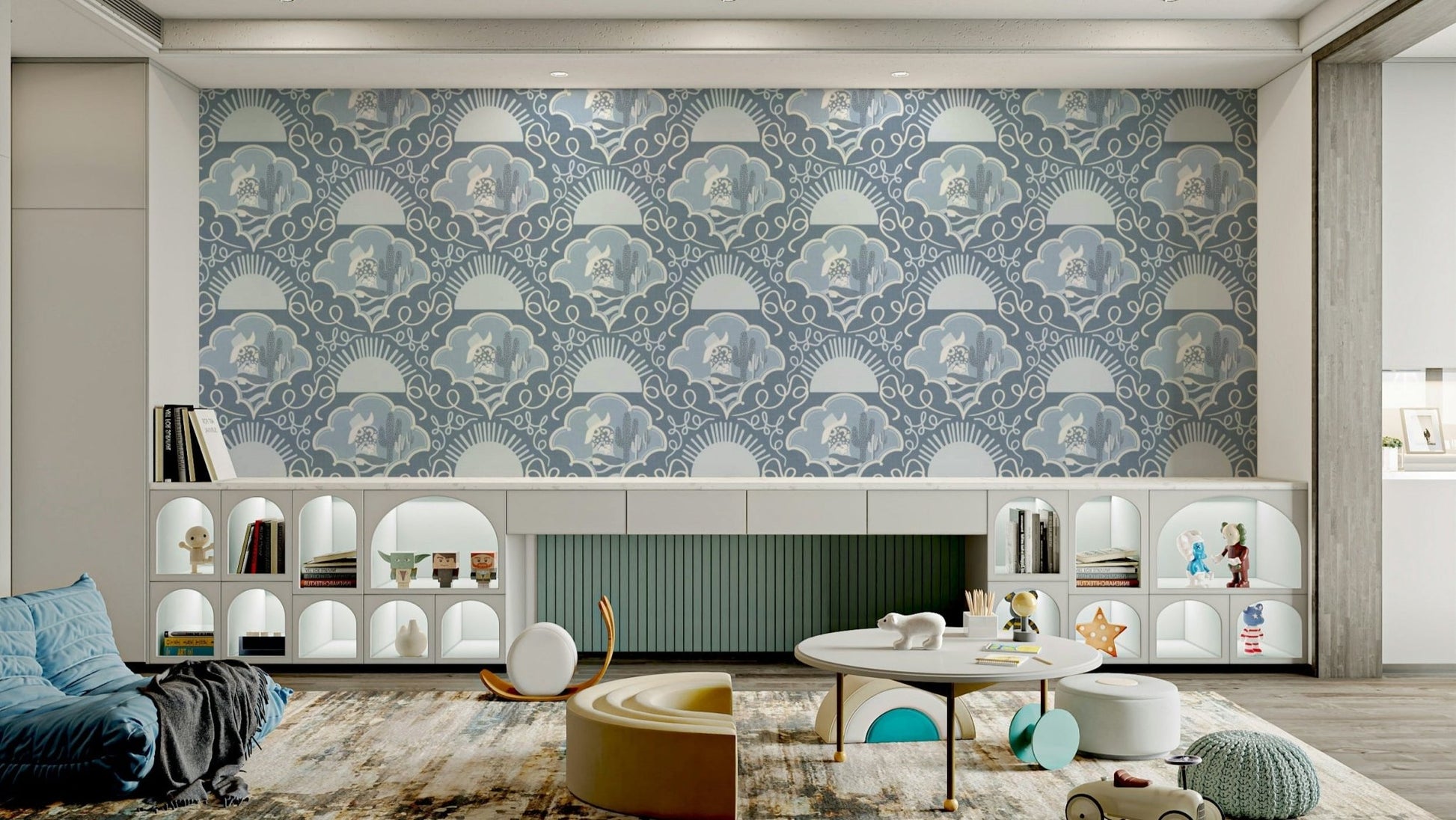 A wall mural with a Southwestern theme. GD3358

