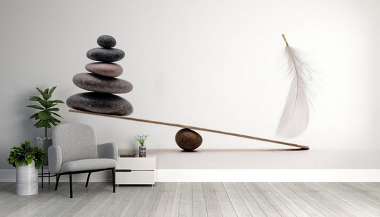 Spa Stones Plume Wallpaper Mural for relaxing spaces Zen-5
