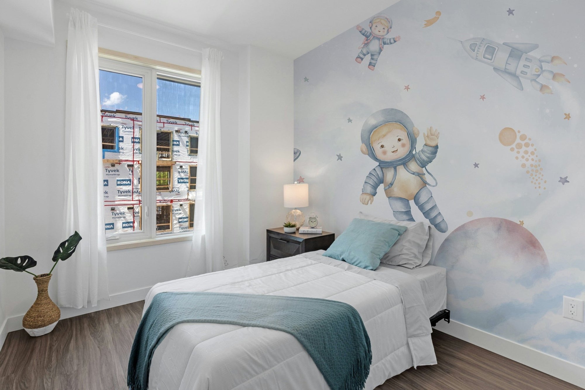 Space-themed adventure wallpaper for kids' bedrooms, C50