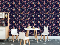 Christmas wallpaper with playful dolls
