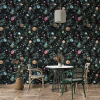 Blue space wallpaper featuring galaxy, planets, and constellations

