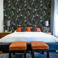 Cosmic wallpaper showcasing blue planets and constellation designs