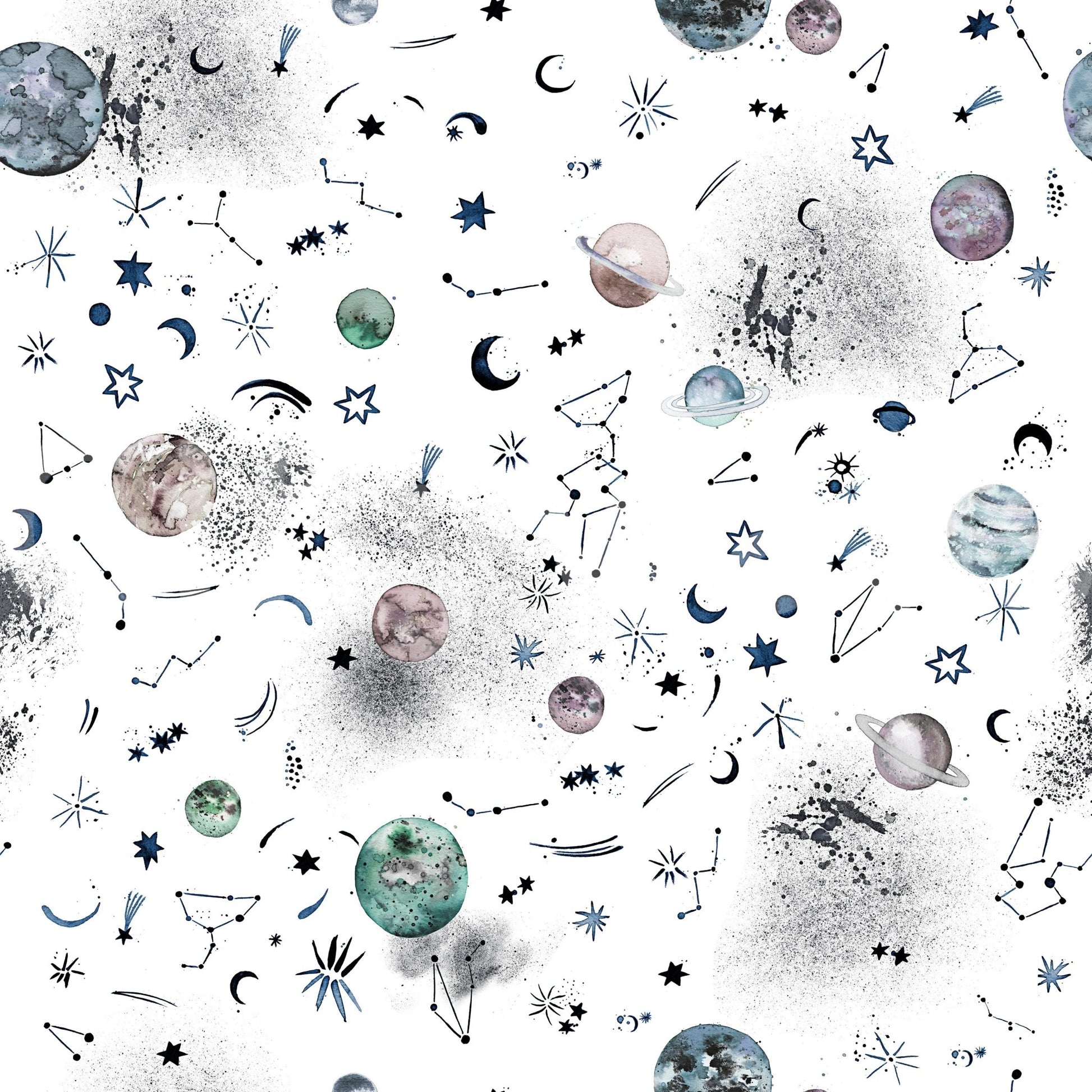 Galactic space wallpaper with constellation patterns.