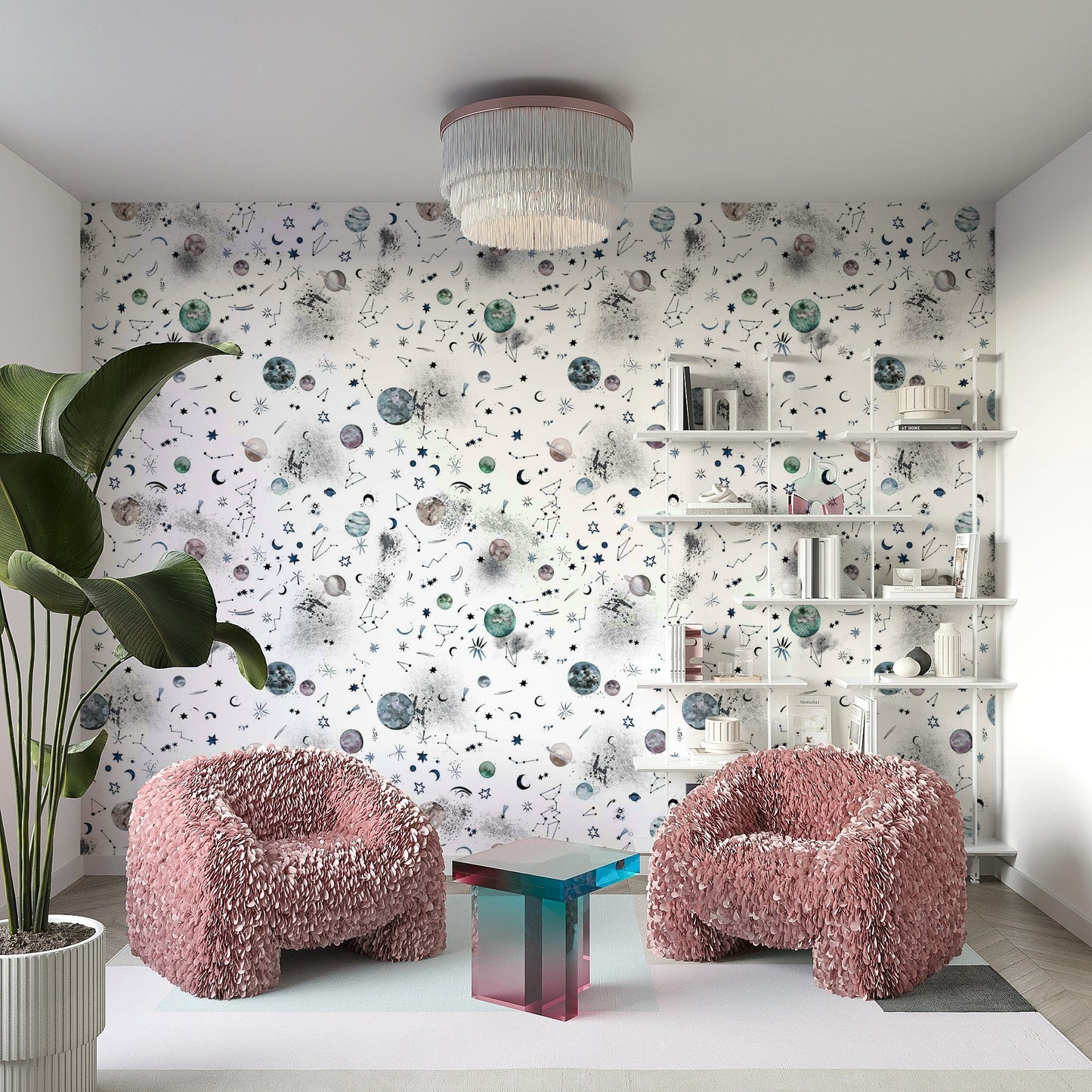 Deep space wallpaper with celestial elements.