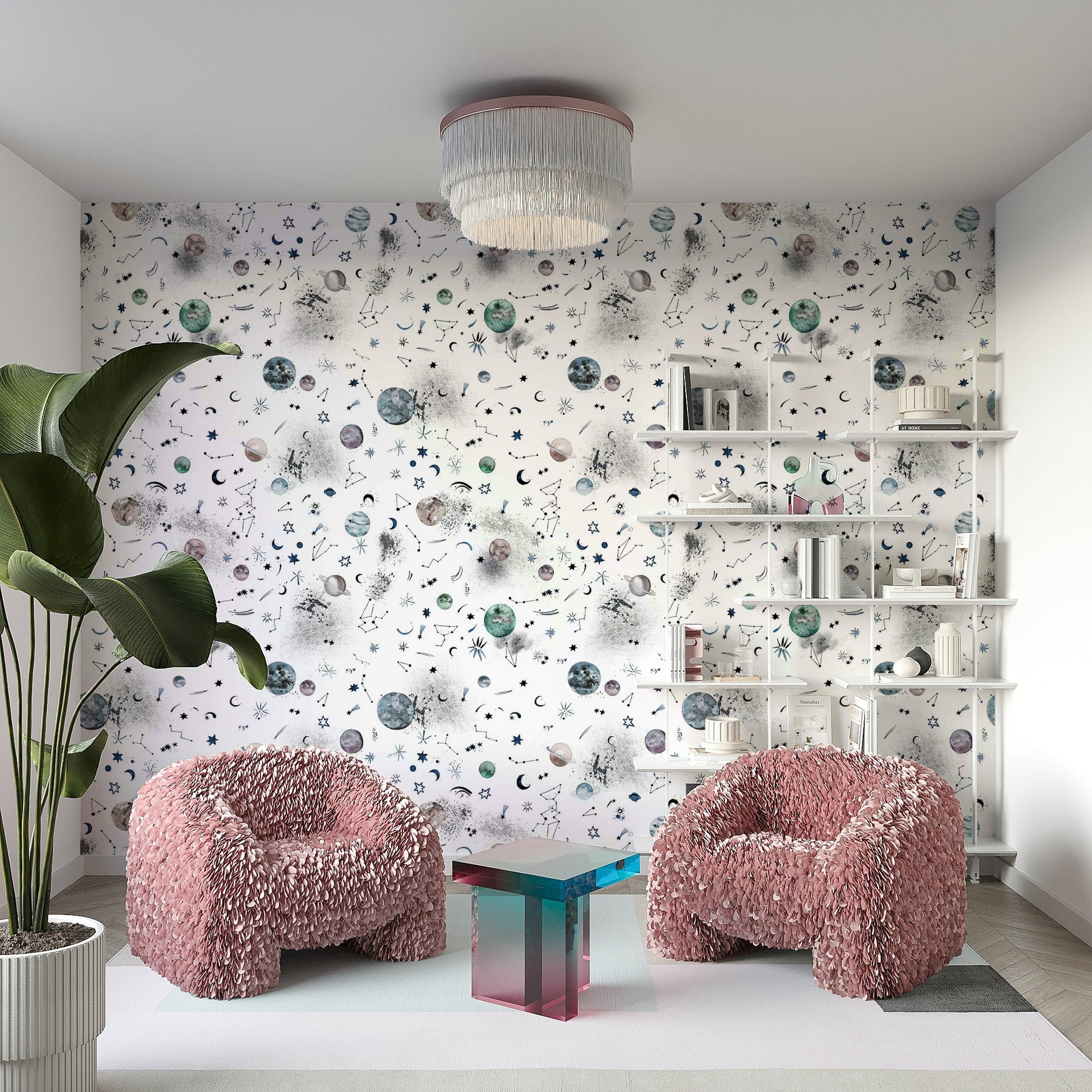 Deep space wallpaper with celestial elements.