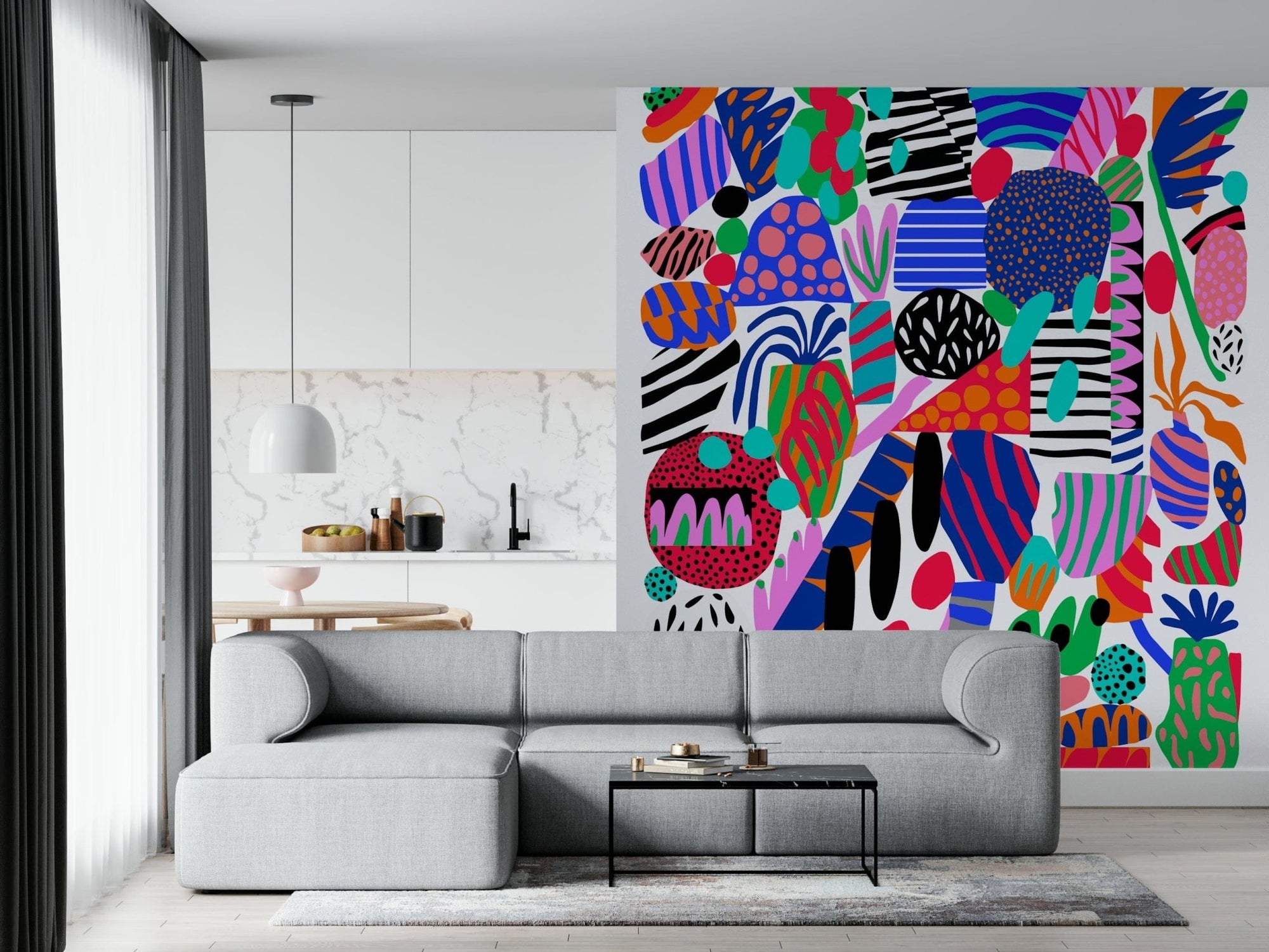 Vibrant Space Garden Wall Mural featuring abstract motifs GD5350