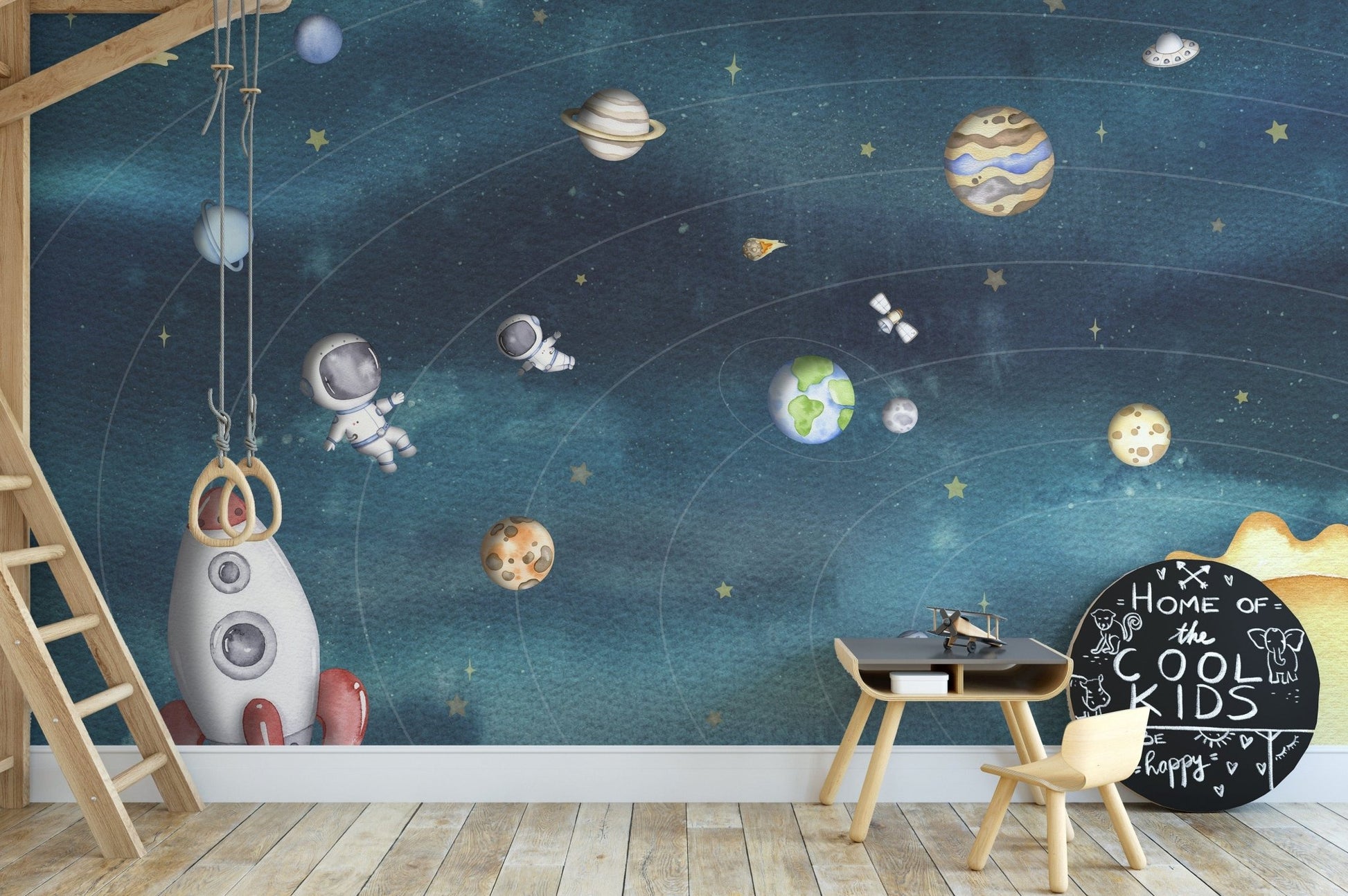Space joy dark wallpaper for kids rooms OR16