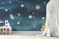 Space Joy Dark Wallpaper Mural for kids OR16