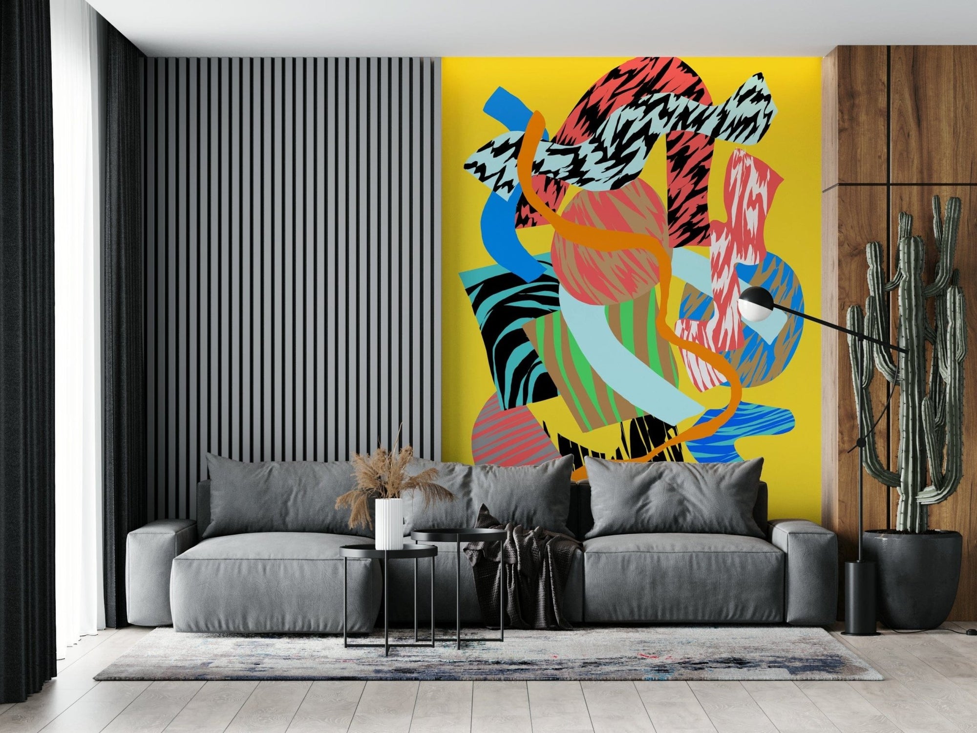 Dynamic Space wall mural with swirling painted elements GD5376