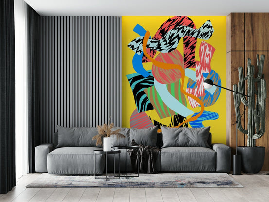 Dynamic Space wall mural with swirling painted elements GD5376