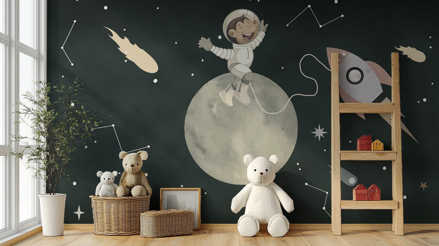 Cosmic canine on the moon wallpaper design, C81