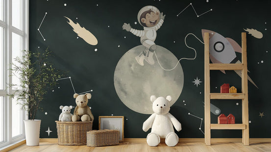 Cosmic canine on the moon wallpaper design, C81